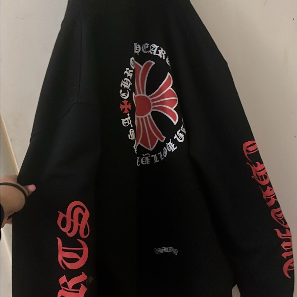 Black and Red Bomber Jacket with Graphic Design